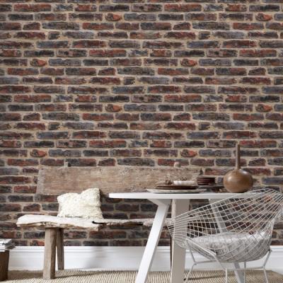 Papier Peint Design Mur De Briques Couleur Rouge Matière Papier