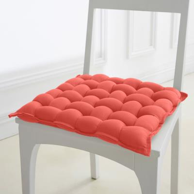 Galette de chaise tressÃ©e 100% coton uni 40x40cm TISSE TEINT - Corail