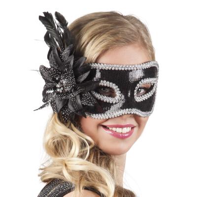 Loup vénitien avec fleur noire adulte taille unique
