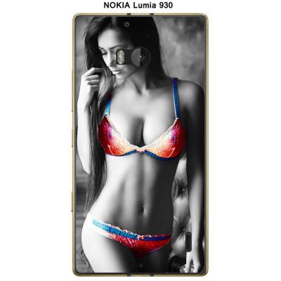Coque Nokia Lumia 930 design Femme sexy noir & blanc, bretelles bleues