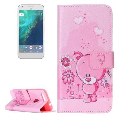 Google Pixel Housse Etui Cuir PU Rose Ourson