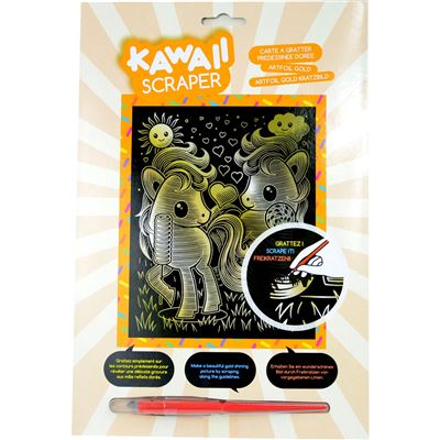 Tableau scraper à gratter or kawaii ponettes divas - scraper