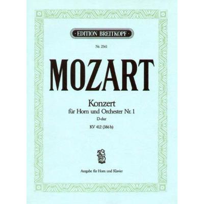 Partitions classique EDITION BREITKOPF MOZART WOLFGANG AMADEUS - HORNKONZERT NR. 1 D-DUR KV 412 - HORN, PIANO Cor
