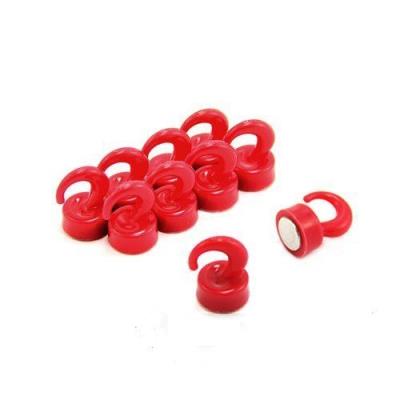 Magnet Expert Lot De 10 Mini Aimants En Forme De Crochet En Plastique Rouge Force 1Kg 12X20Mm