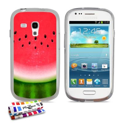 Coque souple Ultra Fine Grise ORIGINALE de MUZZANO au motif Pasteque pour SAMSUNG GALAXY S3 MINI