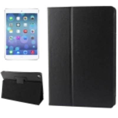 Ipad 5 (Air) : Coque Housse de Protection Cuir Noir  Texture Litchi  avec Support