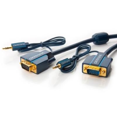 Clicktronic casual câble de connexion vga audio 15 m bleu