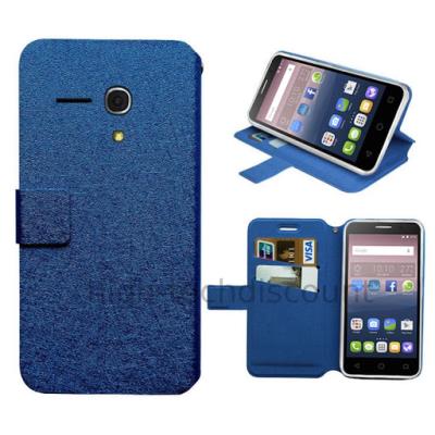 Housse etui coque pochette portefeuille pour Alcatel One Touch Pop 3 (5.5) - BLEU