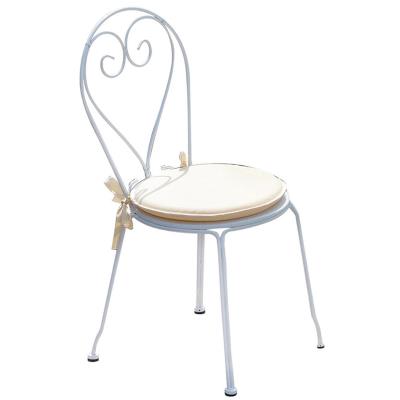 Chaise jardin en fer forgé coloris blanc - Dim : H 90 x L 42 x P 52 cm -PEGANE-