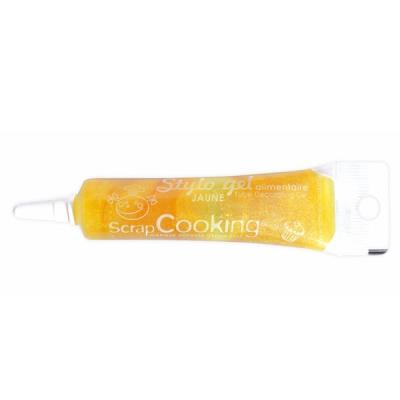 Stylo alimentaire jaune à paillettes
