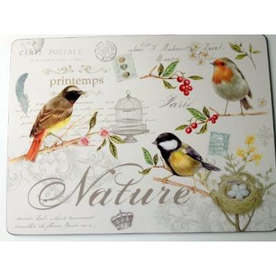 NUOVA R2S 608OISE SET 4 SETS DE TABLE RIGIDES OISEAUX BOIS