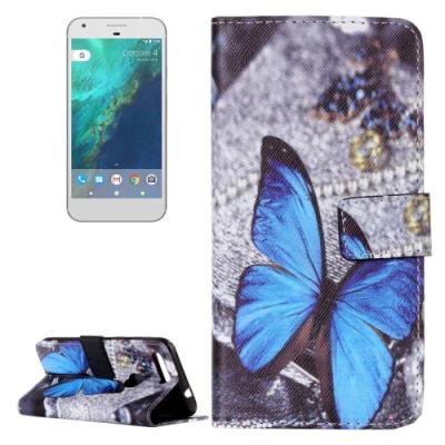 Google Pixel Housse Etui Cuir PU Bleu papillon