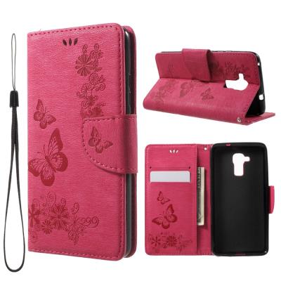 Etui en PU papillon magnetique pour Huawei Honor 5c / GT3 - Rose