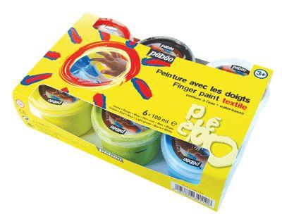 Pebeo - Peinture Aux Doigts Pour Textile - Boite De 6 Pots