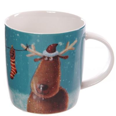 Mug de Noël - Rennes et corde à linge par Jan Pashley