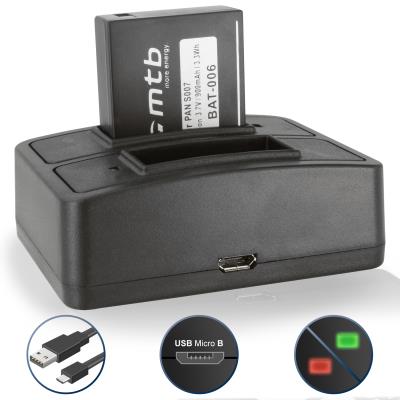 Batterie + Double Chargeur (USB) CGA-S007(E), DMW-BCD10 / Panasonic Lumix DMC-TZ1, TZ2, TZ3, TZ4, TZ5, TZ11, TZ15, TZ50 - Cable Micro-USB inclus