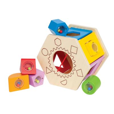 HAPE - 3602481 - JOUET DE PREMIER AGE - BOITE À FORMES AVEC BLOCS EN PLUSIEURS FORMES AVEC HOCHET