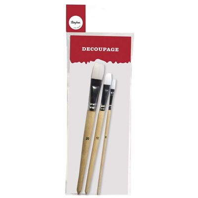 Rayher 37316000 Set de pinceaux pour Découpage, 3 pinceaux Plats en Polystyrène