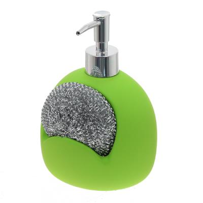 Distributeur de liquide vaisselle avec porte éponge - Eponge incluse - Vert anis