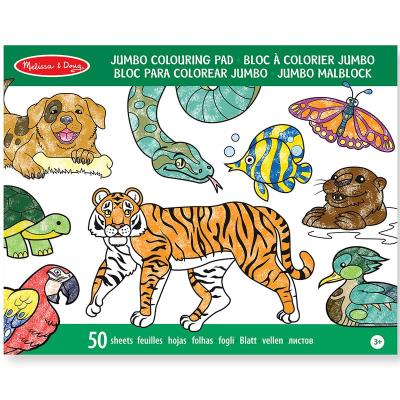 Bloc de coloriage Cahier grand format 50 pages imprimées Animaux Enfants 3 ans +