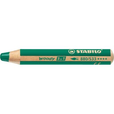 STABILO - Lot de 5 - crayon aux talents multiples woody 3 in 1, rond, Vert