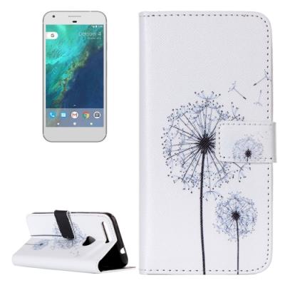 Google Pixel Housse Etui Cuir PU Blanc Pissenlit