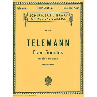 Partitions classique SCHIRMER TELEMANN G.P. FOUR SONATAS FOR FLUTE AND PIANO Flûte traversière