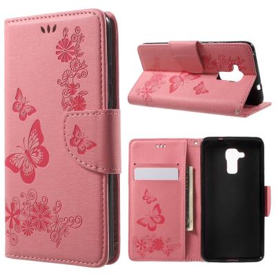 Etui en PU Imprint papillon pour Huawei Honor 5c / GT3 - Rose