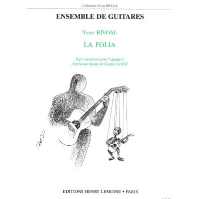 Partitions classique LEMOINE SANZ GASPAR - FOLIA (LA) - 5 GUITARES Guitare