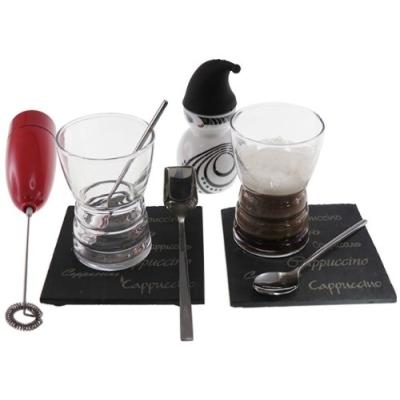 LEBRUN 9540001009 PLAT DE SERVICE CAPUCCINO 9 PIÈCES ARDOISE/VERRE