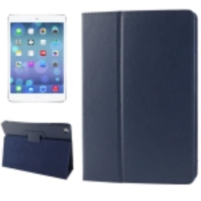 Ipad 5 (Air) : Coque Housse de Protection Cuir Bleu Foncé  Texture Litchi  avec Support