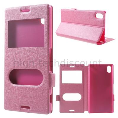 Housse etui coque portefeuille view case pour Sony Xperia M4 Aqua  - ROSE