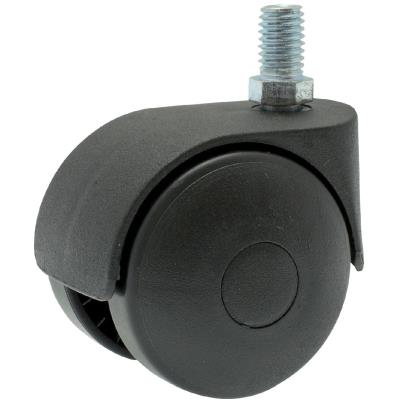 Guitel point M - Roulette Twiny noire à tige filetée pivotante 62 x Ø 50 mm - Portée 40 Kg