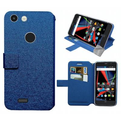 Housse etui coque portefeuille pour Archos 55 Diamond Selfie Lite - BLEU