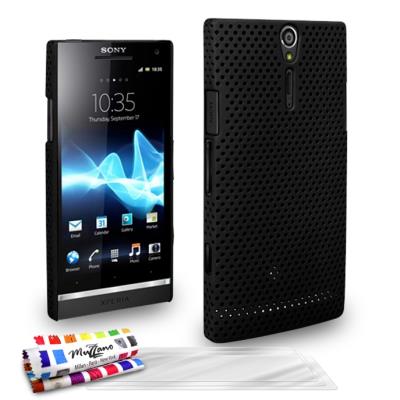 Coque ORIGINALE Ultra Fine Noir , Alvéolia,  de MUZZANO pour SONY LT26   LT26i + 3 Films de Protection Ecran UltraClear Pour SONY LT26   LT26i