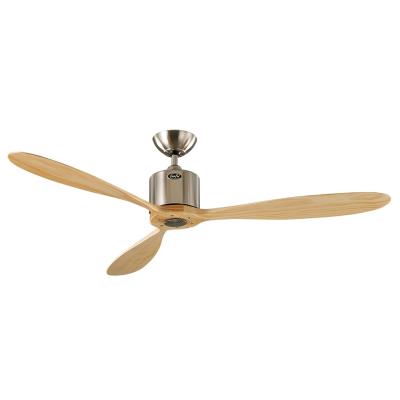 Ventilateur de plafond DC, moderne 132 Cm chrome brossé, pales bois massif, télécommande, CASAFAN Eco Aeroplan BN