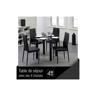 BERENICE Ensemble repas coloris noir 5 pieces 1 table a manger + 4 chaises