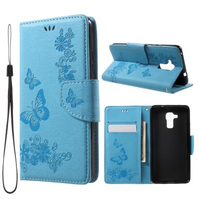 Etui en PU Imprint papillon pour Huawei Honor 5c / GT3 - Blue