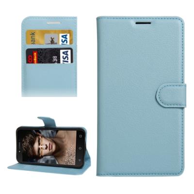 Alcatel Shine Lite Housse Etui Cuir PU Bleu Texture Litchi