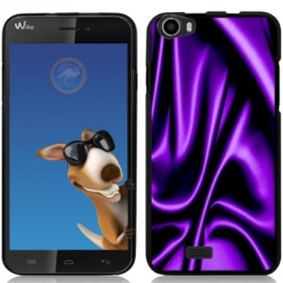 Coque Souple en gel noire pour Wiko Lenny avec impression Motifs soie drapée mauve