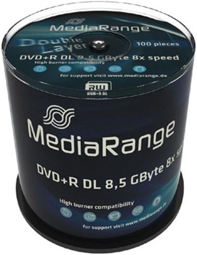 DVD+R double couche 8.5 Go 8x, 100 pièces en cake box