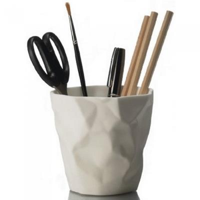 Pot À Crayons Blanc Design Froissé Couleur Blanc Matière Pvc