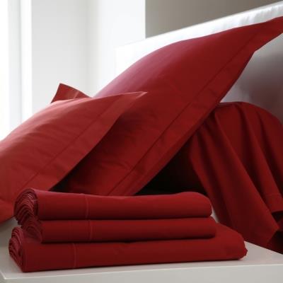 Drap housse Coton BLANC DES VOSGES 90 x 190 cm Carmin