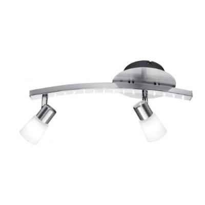 trio-leuchten - 821910207 - plafonnier halogène led - 2 x g9 28 w + 13 x led 0,06 w - nickel mat/chrome - verre blanc satiné - l