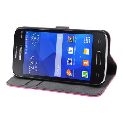 Muvit Slim Folio - Flip cover voor mobiele telefoon - polycarbonaat, polyurethaan leer - roze - voor Samsung Galaxy Core 4G