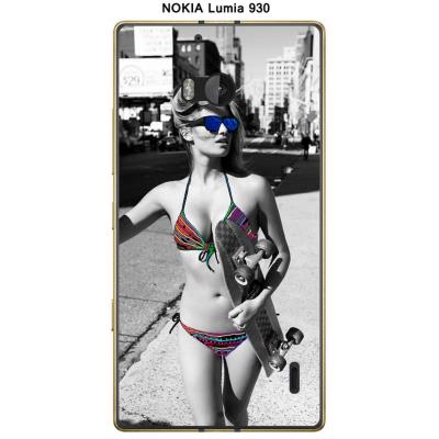 Coque Nokia Lumia 930 design Femme sexy avec skate Noir & Blanc