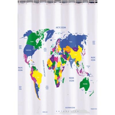 Rideau de douche 180 cm - motif Mappemonde