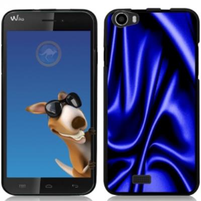 Coque Souple en gel noire pour Wiko Lenny avec impression Motifs soie drapée bleue