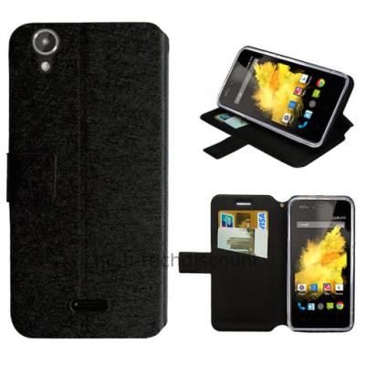 Housse etui coque pochette portefeuille pour Wiko Birdy 4G + film ecran - NOIR
