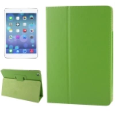 Ipad 5 (Air) : Coque Housse de Protection Cuir Vert  Texture Litchi  avec Support